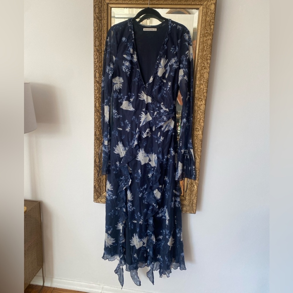 Abercrombie & Fitch Navy Floral Dress (Tall)